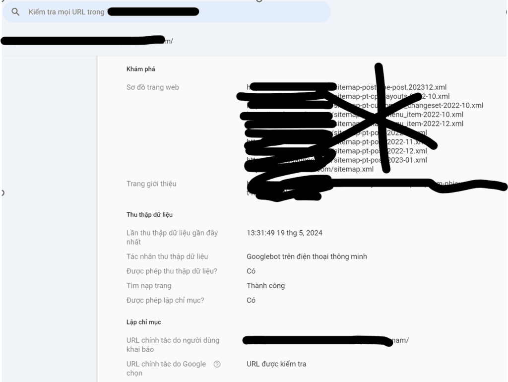 xem url chính tắc trong seach console